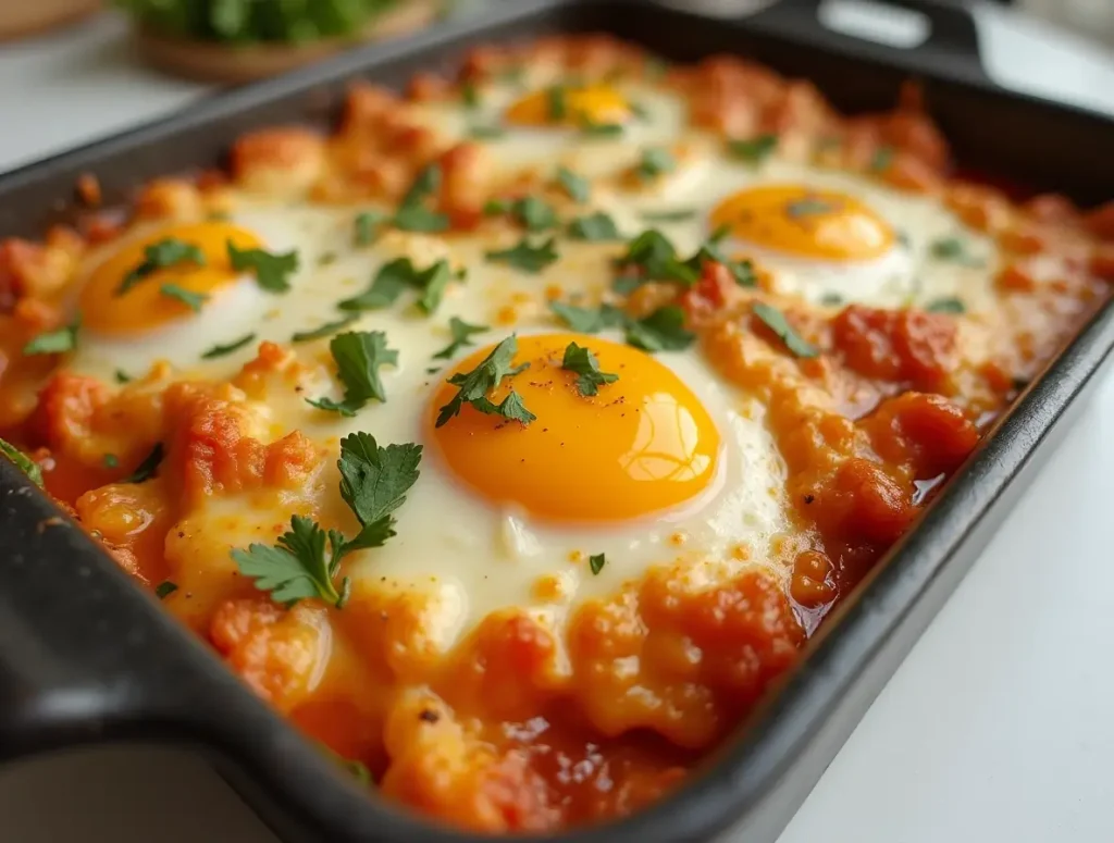 casserole with fried egg